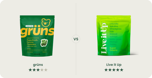 Grüns vs. Live it Up Super Greens: What’s Better for Gut Health Support?