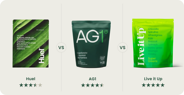 Huel Greens vs. AG1 vs. Live it Up Super Greens: What's Best?