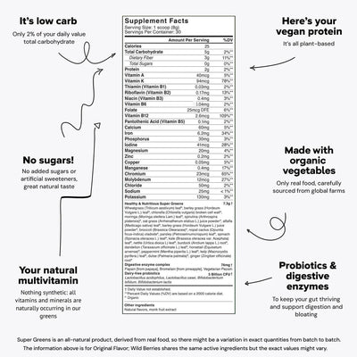 Supplement fact panel for live it up super greens, the best greens powder of 2024
